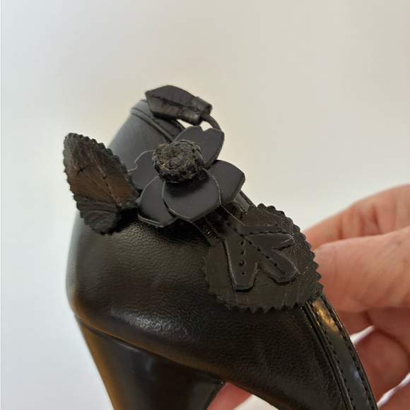 Prada Black Heels with Floral Accents - Picture 7 of 12